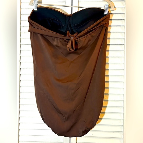 Lands’s End chocolate brown one piece halter bathing suit size 16, NWOT - Picture 2 of 7